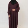 Wine Designer Abaya With Frills