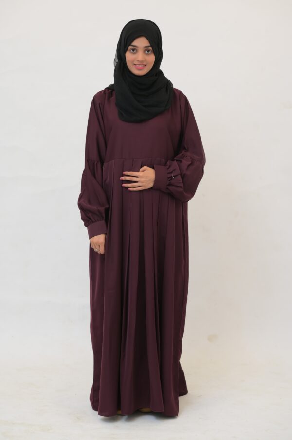 Wine Designer Abaya With Frills