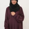 Wine Designer Abaya With Frills